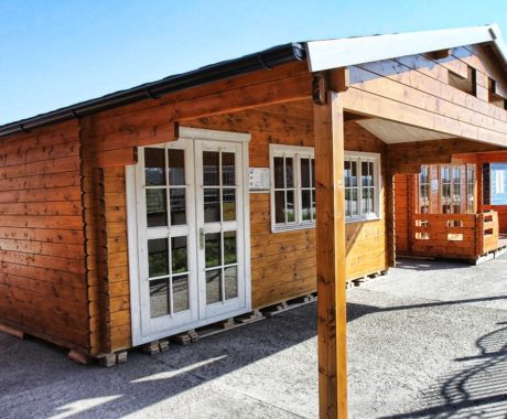 Drevený záhradný domček MONTE CARLO – bočný pohľad na hnedý domček
