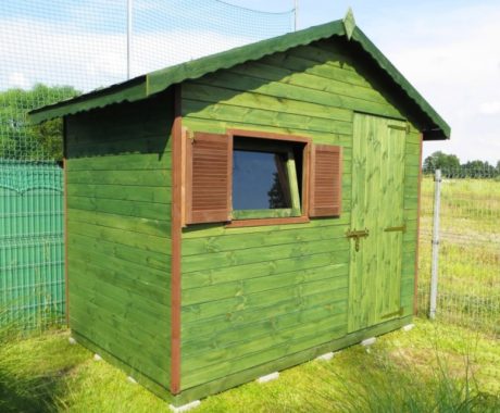 Drevený záhradný domček KARPATY – zelený domček s vyklopeným oknom zboku