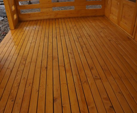 Drevený záhradný domček MONACO – detail podlahy terasy