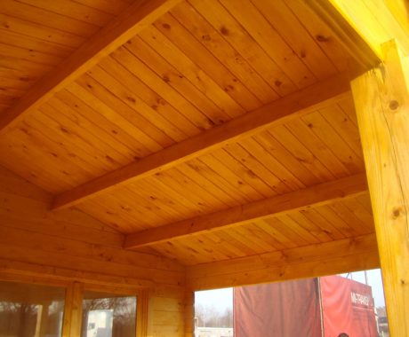 Drevený záhradný domček MONACO – detail konštrukcie strechy