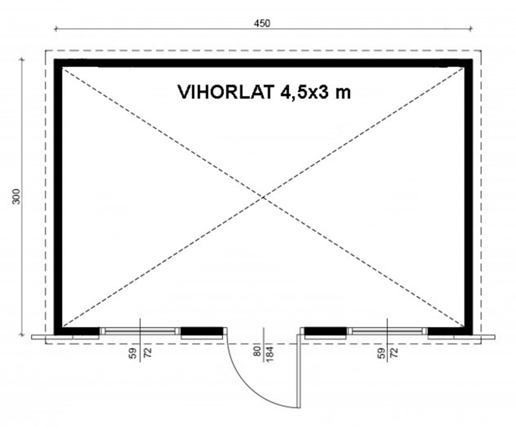 Domček na náradie VIHORLAT pôdorys