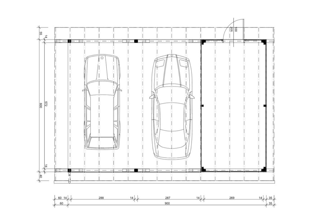 Prístrešok pre automobily MORA pôdorys