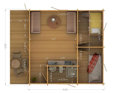 Drevený záhradný domček MILANO – pôdorys