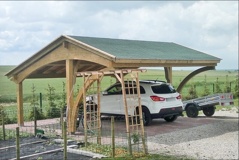 drevený prístrešok na dve autá HAMAR II 585 x 589 cm zo severského smreku so sedlovou strechou