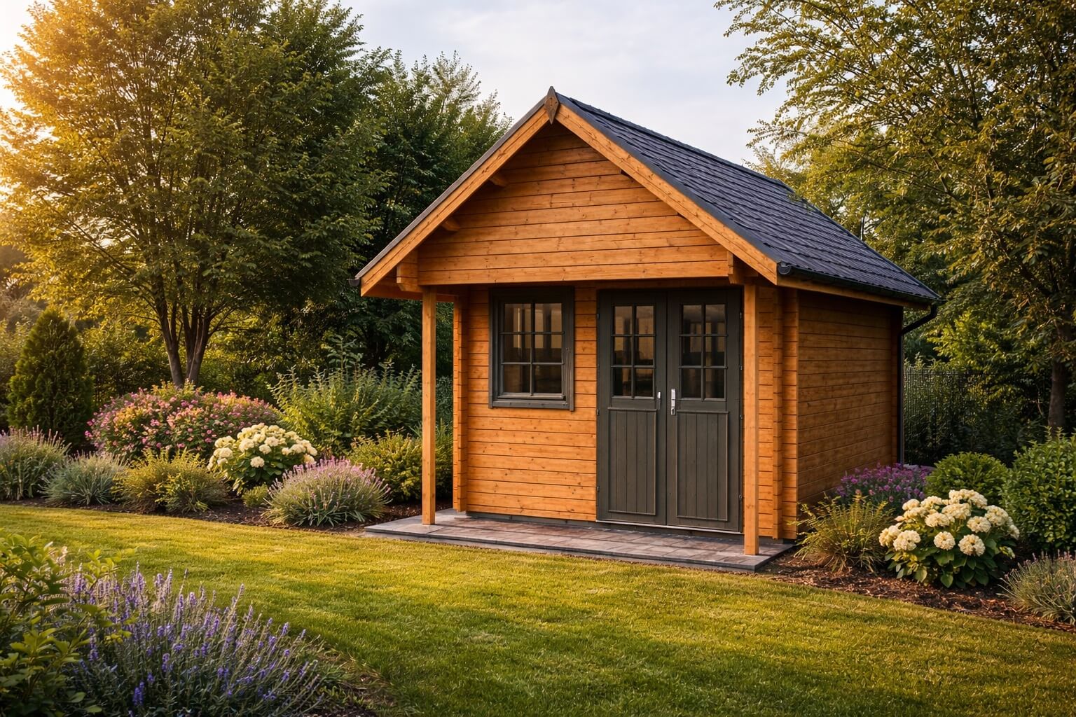 Drevený záhradný domček BUNKIE so zastavanou plochou 13,9 m² ako chatka pre dvoch