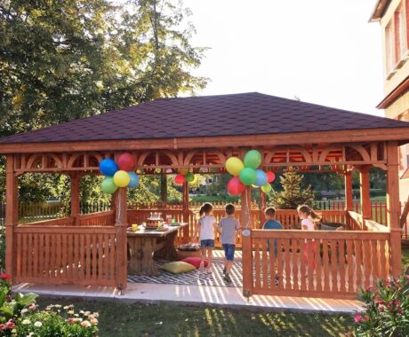 Drevený altánok OREGON – detská narodeninová oslava (vizualizácia)