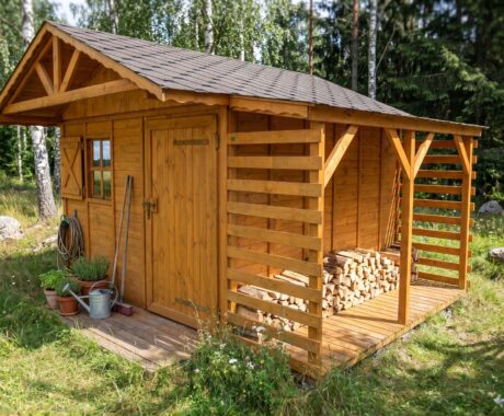 Záhradný domček BESKYDEK – vizualizácia: letné popoludnie – pohľad 3